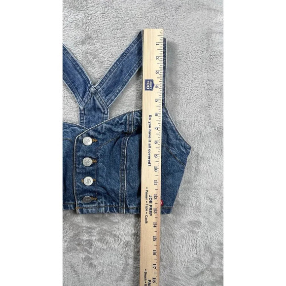 Bongo Vintage Y2k Womens Denim Vest Halter Crop Top Grunge 90s Rare Made In USA - Picture 9 of 9
